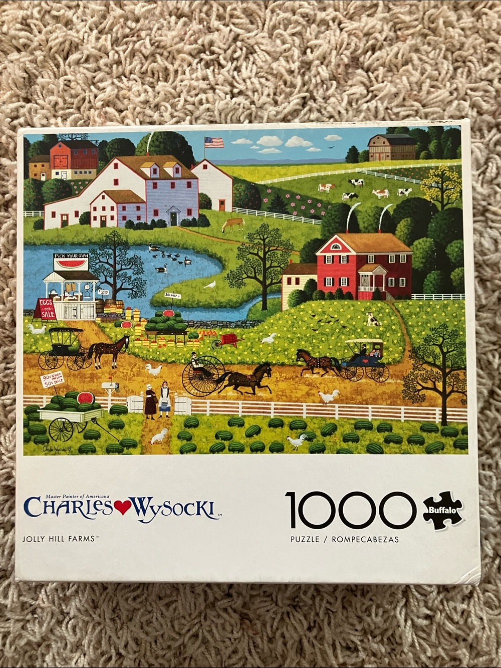 🧩Complete🧩 Charles Wysocki “Jolly Hill Farms” puzzle - 1000 pieces